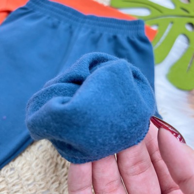 Conj. Casaco Animals Friends com Capuz e Calça de Moletom - Laranja e Azul